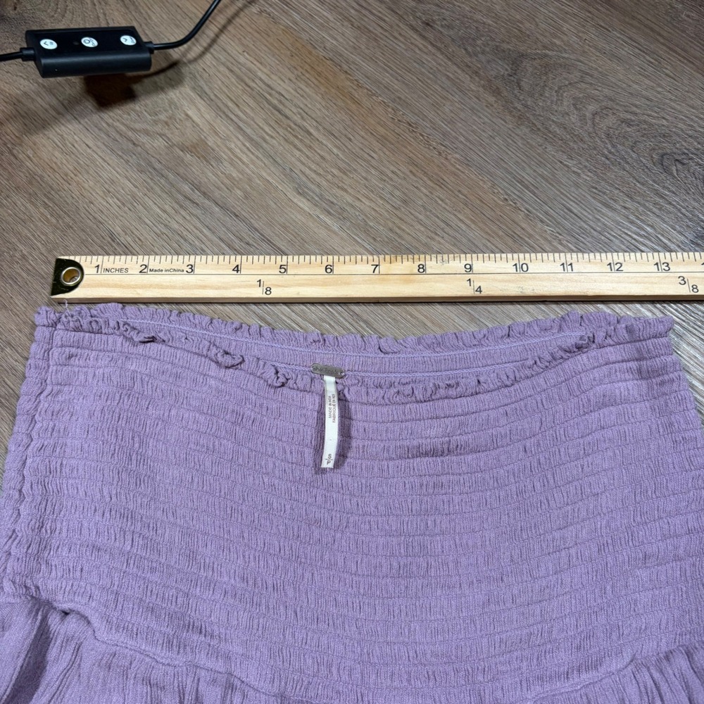 Free People Extratropical Maxi Skirt Mauve Purple Smocked Tiered Ruffle Small - Picture 4 of 6